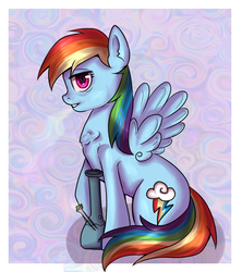 Size: 799x900 | Tagged: safe, artist:bubblenote, rainbow dash, pegasus, pony, g4, bong, female, looking at you, mare, sitting, solo