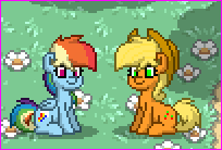 Size: 204x138 | Tagged: safe, applejack, rainbow dash, pony, pony town, g4