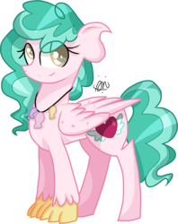 Size: 1052x1330 | Tagged: safe, artist:gallantserver, oc, oc only, oc:alkali quartz, classical hippogriff, hippogriff, hybrid, colored pupils, concave belly, female, interspecies offspring, jewelry, magical lesbian spawn, necklace, offspring, parent:pinkie pie, parent:princess skystar, parents:skypie, simple background, solo, transparent background