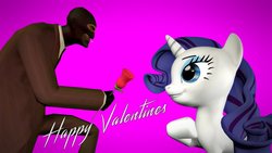 Size: 1191x670 | Tagged: safe, rarity, g4, crack shipping, crossover, eyestrain warning, female, holiday, interspecies, love, male, needs more saturation, romance, romantic, shipping, simple background, spy, spy (tf2), straight, team fortress 2, valentine's day