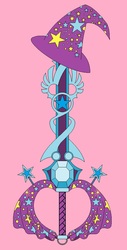 Size: 504x992 | Tagged: safe, artist:dai-gurren, trixie, g4, clothes, crossover, disney, hat, keyblade, kingdom hearts, pink background, simple background, sword, trixie's hat, weapon