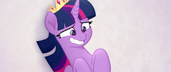 Size: 1920x804 | Tagged: safe, screencap, twilight sparkle, alicorn, pony, g4, my little pony: the movie, anxious, crown, faic, female, gritted teeth, jewelry, lying down, mare, nervous, on back, regalia, solo, twilight sparkle (alicorn)