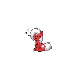 Size: 400x400 | Tagged: safe, oc, oc only, oc:velvet love, pony, pony town, animated, female, gif, mare, red, simple background, sitting, sleeping, sleeping while sitting, solo, transparent background, white hair, wide eyes, zzz