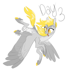 Size: 890x900 | Tagged: safe, artist:creeate97, derpy hooves, pegasus, pony, g4, colored hooves, cutie mark, feathered fetlocks, female, flying, looking back, mare, open mouth, simple background, smiling, solo, wall eyed, white background, wings