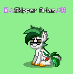 Size: 727x731 | Tagged: safe, oc, oc only, oc:skipper arias, bat pony, pony, pony town, bat pony oc, brown eyes, green, original character do not steal, simple background, white