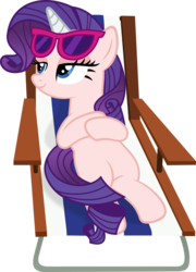 Size: 4311x6000 | Tagged: safe, artist:slb94, edit, editor:slayerbvc, vector edit, rarity, pony, unicorn, g4, absurd resolution, beach chair, casual nudity, chair, chillaxing, female, furless, furless edit, mare, nude edit, nudity, shaved, simple background, sunglasses, transparent background, vector