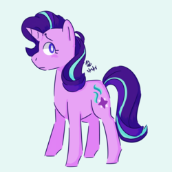 Size: 1024x1024 | Tagged: safe, artist:cheeseforest, starlight glimmer, pony, unicorn, g4, female, looking at you, mare, simple background, solo, standing, three quarter view, white background