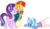 Size: 4023x2323 | Tagged: safe, artist:fruft, artist:parclytaxel, artist:zacatron94, edit, editor:slayerbvc, vector edit, starlight glimmer, sunburst, trixie, pony, unicorn, g4, bed mane, bottomless, clothes, dock, female, furless edit, hangover, male, mare, morning ponies, pajamas, partial nudity, partial nudity edit, shaved, shaved tail, simple background, stallion, sunburst's cloak, transparent background, vector