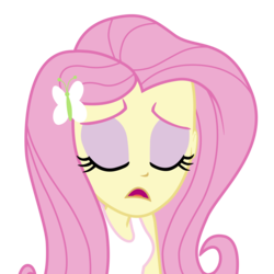 Size: 7680x7680 | Tagged: safe, artist:efk-san, fluttershy, equestria girls, g4, absurd resolution, clothes, cute, eyes closed, female, open mouth, show accurate, shyabetes, sigh, simple background, solo, tank top, transparent background, vector