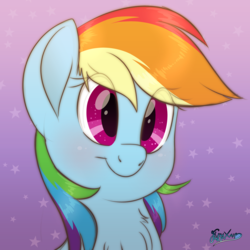 Size: 3500x3500 | Tagged: safe, artist:fluffyxai, rainbow dash, pony, g4, bust, chest fluff, cute, dashabetes, female, high res, mare, multicolored hair, smiling, solo