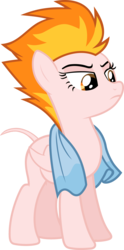 Size: 2475x4985 | Tagged: safe, artist:outlawquadrant, edit, editor:slayerbvc, vector edit, spitfire, pegasus, pony, g4, bald, female, furless, furless edit, glare, mare, nude edit, nudity, plucked, shaved, shaved tail, show accurate, simple background, solo, spitfire is not amused, towel, transparent background, unamused, vector