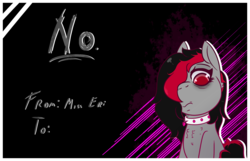 Size: 1330x855 | Tagged: safe, artist:lazerblues, oc, oc only, oc:miss eri, black and red mane, choker, collar, holiday, looking down, two toned mane, valentine's day, valentine's day card