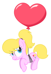 Size: 1800x2615 | Tagged: safe, artist:sny-por, oc, oc:lola balloon, balloon, floating, heart, heart balloon, heart eyes, holiday, ponytail, simple background, that pony sure does love balloons, transparent background, valentine's day, wingding eyes