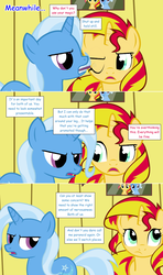 Size: 1280x2168 | Tagged: safe, artist:hakunohamikage, sunset shimmer, trixie, pony, ask-princesssparkle, g4, ask, makeup, mouth hold, tumblr
