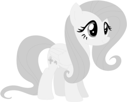 Size: 1024x828 | Tagged: safe, artist:ra1nb0wk1tty, fluttershy, pegasus, pony, g4, female, mare, monochrome, simple background, smiling, solo, transparent background