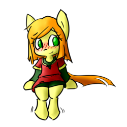 Size: 1200x1200 | Tagged: safe, artist:spheedc, oc, oc only, oc:sweet corn, earth pony, semi-anthro, blushing, clothes, digital art, female, green eyes, mare, simple background, smiling, solo, transparent background