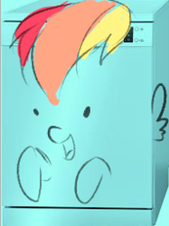 Size: 191x255 | Tagged: safe, artist:pucksterv, edit, rainbow dash, pony, g4, crappy art, cute, dishwasher, female, rainbow dashwasher, solo, wat