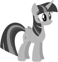 Size: 1024x1091 | Tagged: safe, artist:ra1nb0wk1tty, twilight sparkle, alicorn, pony, g4, female, monochrome, simple background, solo, transparent background, twilight sparkle (alicorn)