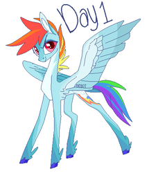 Size: 430x500 | Tagged: safe, artist:creeate97, rainbow dash, pegasus, pony, g4, colored hooves, feathered fetlocks, female, looking at you, mare, pixel art, signature, simple background, solo, white background, wings