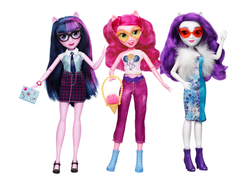 Size: 673x485 | Tagged: safe, screencap, pinkie pie, rarity, sci-twi, twilight sparkle, equestria girls, g4, official, bags, clothes, dress, glasses, pants, shoes, skirt, sunglasses