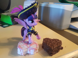 Size: 4032x3024 | Tagged: safe, twilight sparkle, alicorn, pony, g4, chocolate, food, frosting, guardians of harmony, heart, holiday, irl, little debbie, misadventures of the guardians, photo, pirate, raised hoof, snack, toy, twilight sparkle (alicorn), valentine's day, waifu dinner
