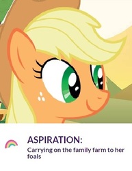 Size: 327x424 | Tagged: safe, applejack, g4, official, aspiration, mommajack, open season, text, wholesome