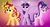 Size: 1599x872 | Tagged: safe, artist:bubbly-storm, starlight glimmer, sunset shimmer, twilight sparkle, alicorn, pony, unicorn, g4, counterparts, cutie mark background, equal cutie mark, gradient background, spread wings, twilight sparkle (alicorn), twilight's counterparts, watermark, wings