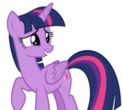 Size: 2720x2424 | Tagged: safe, artist:andoanimalia, twilight sparkle, alicorn, pony, g4, once upon a zeppelin, female, folded wings, high res, looking back, mare, raised hoof, simple background, smiling, solo, transparent background, twilight sparkle (alicorn), vector, wings