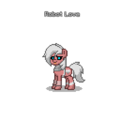 Size: 400x400 | Tagged: safe, oc, oc only, oc:velvet love, pony, robot, pony town, blue eyes, female, mare, original character do not steal, red, simple background, solo, transparent background, white hair