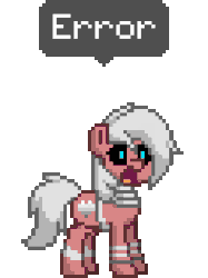 Size: 236x316 | Tagged: safe, oc, oc only, oc:velvet love, pony, robot, pony town, animated, blue eyes, english, female, gif, mare, original character do not steal, red, simple background, solo, text, transparent background, white hair