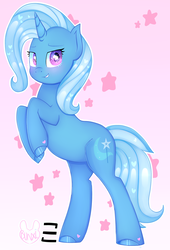 Size: 1991x2929 | Tagged: safe, artist:bunxl, trixie, pony, unicorn, g4, female, heart, heart eyes, looking at you, mare, rearing, smiling, solo, starry eyes, wingding eyes