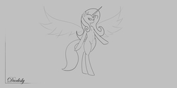 Size: 6400x3200 | Tagged: safe, artist:darksly, fluttershy, alicorn, pony, g4, alicornified, female, fluttercorn, mare, princess, race swap, sketch