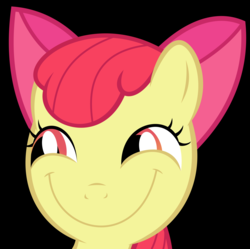 Size: 2510x2497 | Tagged: safe, artist:keronianniroro, apple bloom, earth pony, pony, g4, just for sidekicks, face of evil, faic, female, high res, smiling, solo, vector, wat, wide smile