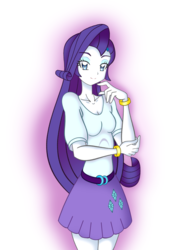 Size: 1800x2449 | Tagged: safe, artist:grandzebulon, rarity, equestria girls, g4, beautiful, belt, clothes, cute, female, looking at you, moe, skirt, smiling, solo