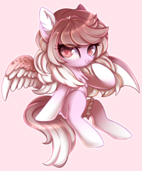 Size: 600x721 | Tagged: safe, artist:cabbage-arts, oc, oc only, bat pony, pony, commission, commissioner:xnoodledragon, female, pink background, simple background, solo