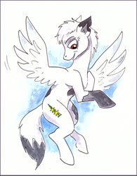 Size: 700x898 | Tagged: safe, artist:veda, oc, oc only, pegasus, pony, furryguys, ponified, simple background, solo, traditional art, watercolor painting