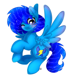 Size: 4611x5000 | Tagged: safe, artist:bl--blacklight, oc, oc only, oc:static, pegasus, pony, absurd resolution, female, mare, one eye closed, simple background, solo, transparent background, wink
