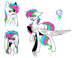 Size: 2416x1944 | Tagged: safe, artist:huirou, oc, oc only, oc:disoriented dash, pegasus, pony, angry, fangs, female, mare, solo, swirly eyes