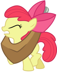 Size: 604x764 | Tagged: safe, artist:jaybugjimmies, edit, editor:slayerbvc, apple bloom, earth pony, pony, g4, accessory swap, cropped, female, filly, horse collar, simple background, solo, struggling, transparent background
