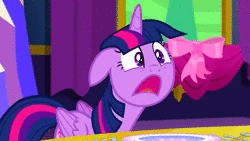 Size: 640x360 | Tagged: safe, edit, screencap, starlight glimmer, twilight sparkle, alicorn, pony, g4, no second prances, adorkable, animated, bark, barking, behaving like a dog, cute, dork, female, mare, mouth hold, parody, plate, proper silverware placement, silly, silly pony, sound, twiabetes, twilight barkle, twilight dog, twilight sparkle (alicorn), webm, youtube link