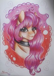 Size: 776x1080 | Tagged: safe, artist:merienvip, oc, oc only, pony, bust, female, mare, portrait, solo, traditional art