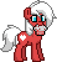 Size: 184x200 | Tagged: safe, oc, oc only, oc:velvet love, earth pony, pony, pony town, animated, blue eyes, cupcake, eating, female, food, gif, heart, mare, simple background, solo, transparent background