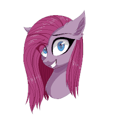 Size: 500x500 | Tagged: safe, artist:queenofsilvers, pinkie pie, earth pony, pony, g4, animated, bust, female, grin, looking at you, pinkamena diane pie, simple background, smiling, solo, white background