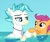 Size: 1010x846 | Tagged: safe, screencap, scootaloo, terramar, classical hippogriff, hippogriff, pegasus, pony, surf and/or turf, bedroom eyes, cropped, duo, holding hands, ocean, out of context, shipping fuel, smiling, swimming, water