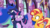 Size: 770x435 | Tagged: safe, screencap, princess luna, sunset shimmer, twilight sparkle, alicorn, pony, unicorn, equestria girls, equestria girls specials, g4, my little pony equestria girls: better together, my little pony equestria girls: forgotten friendship, :t, ethereal mane, faic, female, fourth wall, lavender, mare, she knows, smack, starry mane, trio, twilight sparkle (alicorn), wing hands, wing slap, wrong neighborhood