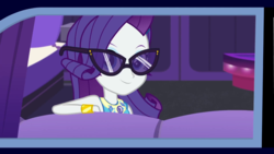 Size: 1280x720 | Tagged: safe, screencap, rarity, driving miss shimmer, driving miss shimmer: rarity, equestria girls, g4, my little pony equestria girls: better together, my little pony equestria girls: choose your own ending, bracelet, female, jewelry, limousine, solo, sunglasses