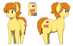 Size: 1895x1200 | Tagged: safe, artist:nom-sympony, oc, oc only, oc:creme, earth pony, pony, chubby, female, mare, reference sheet, solo