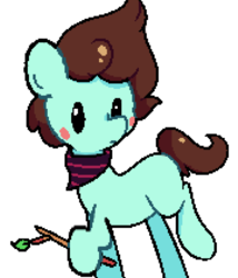 Size: 1200x1400 | Tagged: safe, artist:turtlefarminguy, oc, oc only, oc:rich, earth pony, pony, bandana, blush sticker, blushing, hoof hold, male, pixel art, raised hoof, simple background, solo, stallion, stick, transparent background