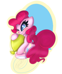 Size: 1000x1200 | Tagged: safe, artist:jinx-wolf-47, pinkie pie, earth pony, pony, g4, balloon, female, one eye closed, simple background, solo, transparent background