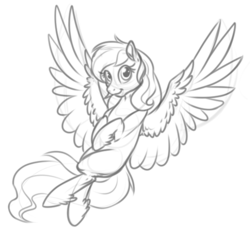 Size: 546x505 | Tagged: safe, artist:mythpony, oc, oc only, oc:starstorm slumber, pegasus, pony, female, mare, monochrome, sketch, solo